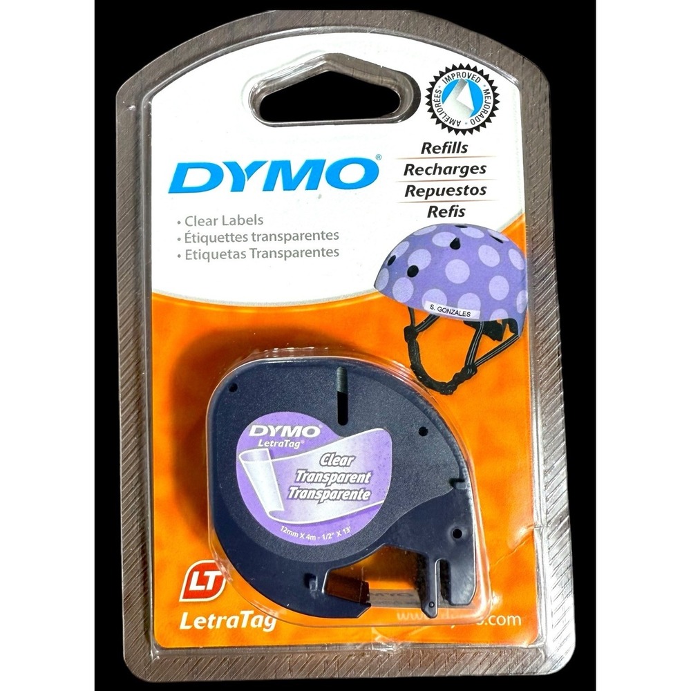 DYMO Clear Label Maker Refill Tape White Clear 1/2" x 13ft - 12mm x 4m